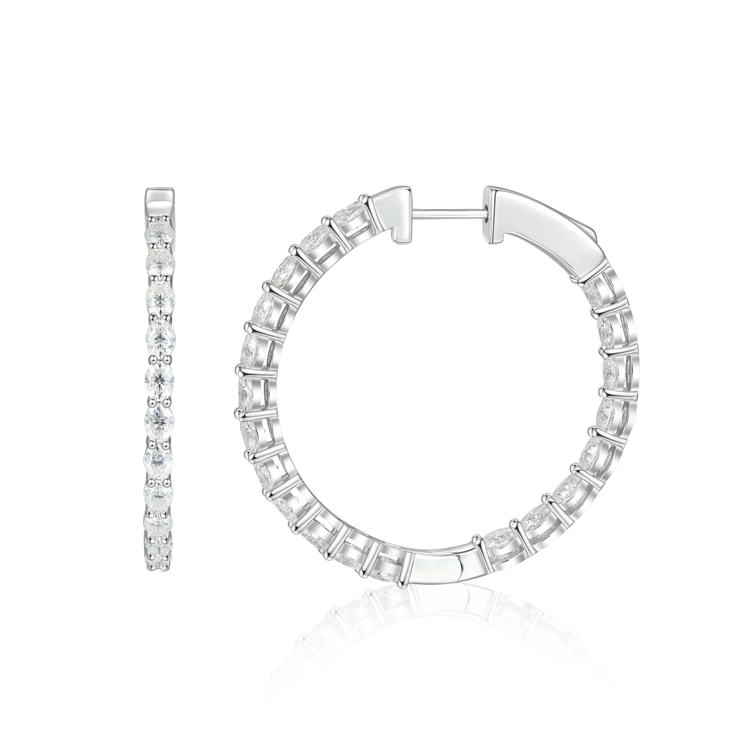 Luminette - Oval Cut Moissanite Channel Set Hoop Earrings