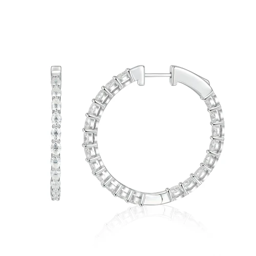 Luminette - Oval Cut Moissanite Shared Prong Hoop Earrings
