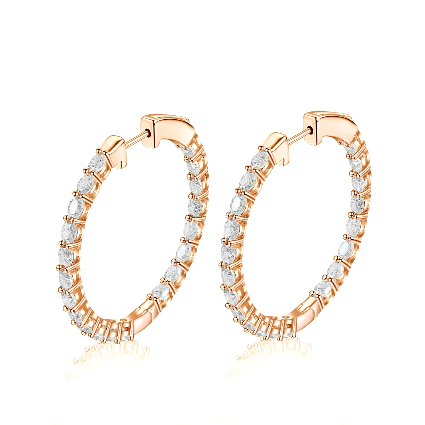 Luminette - Oval Cut Moissanite Channel Set Hoop Earrings