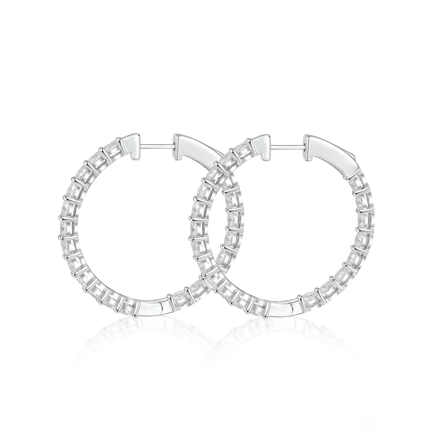 Luminette - Oval Cut Moissanite Channel Set Hoop Earrings