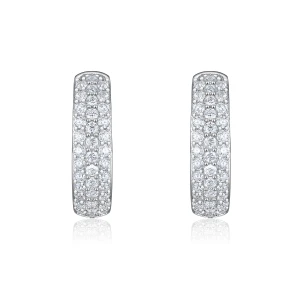 Glintique - Pavé Set Moissanite Huggie Hoop Earrings with Hinged Closure