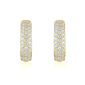 Glintique - Pavé Set Moissanite Huggie Hoop Earrings with Hinged Closure