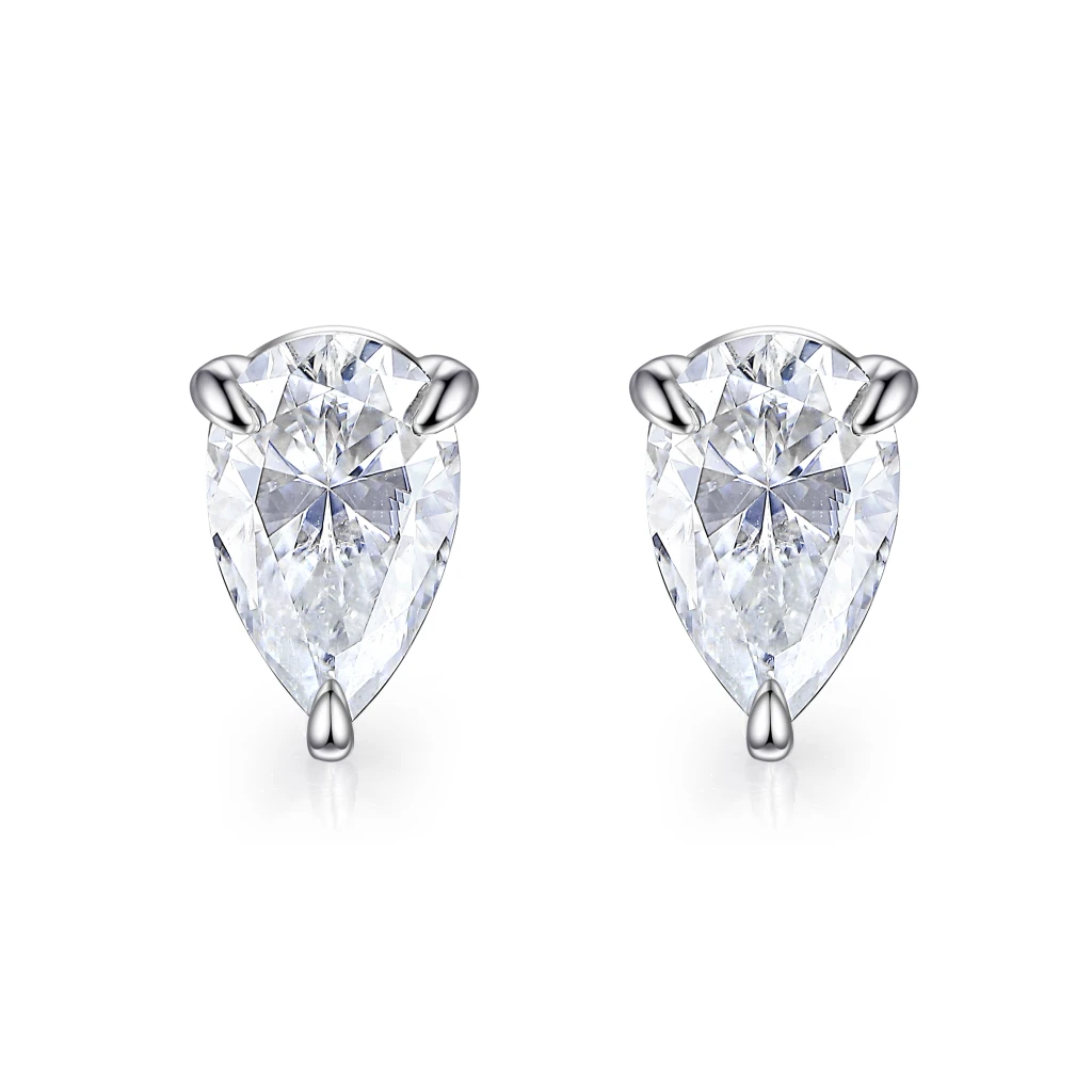 Droplet - Pear Cut Moissanite Stud Earrings