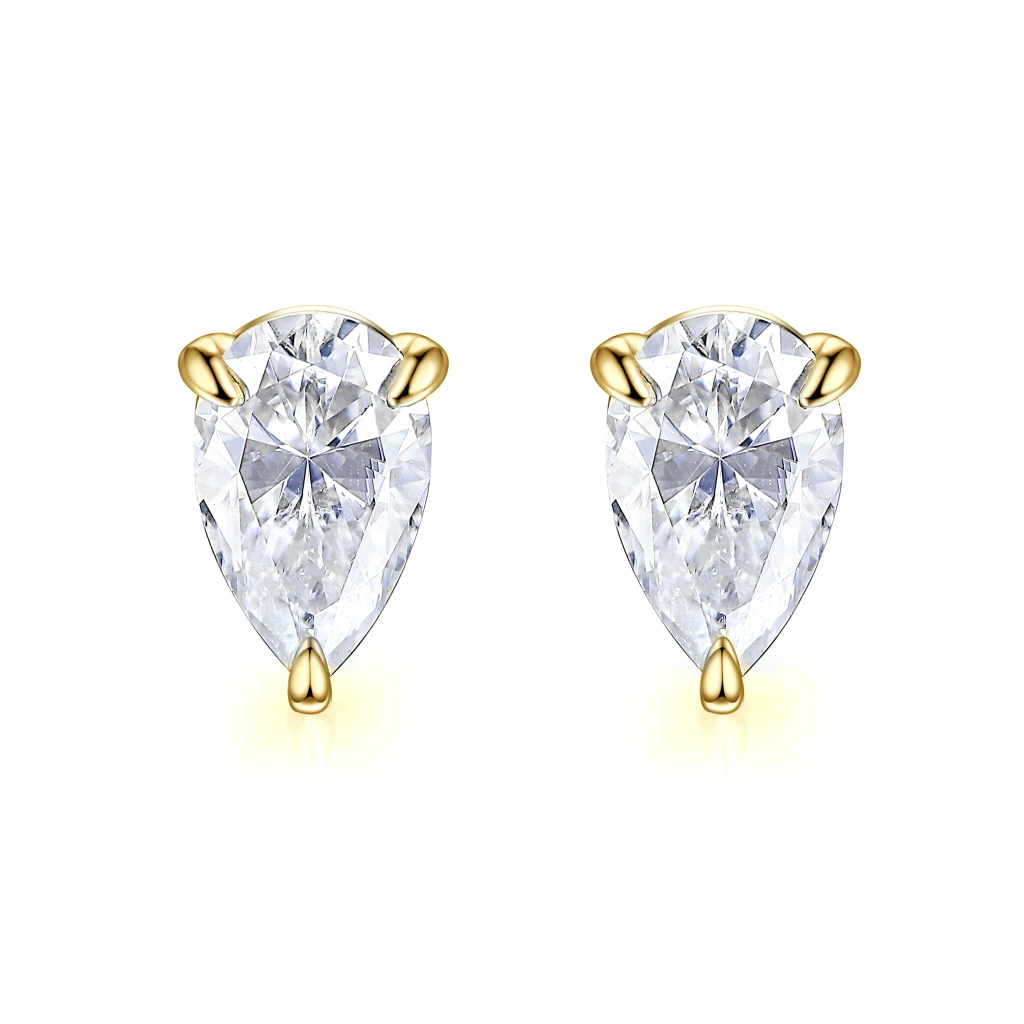 Droplet - Pear Cut Moissanite Stud Earrings