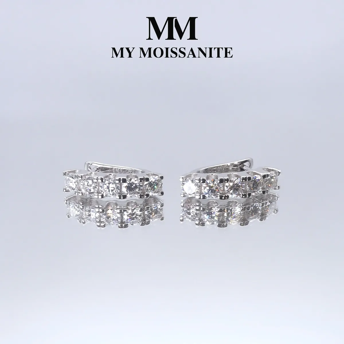 Cascade - Linear Moissanite Hoop Earrings