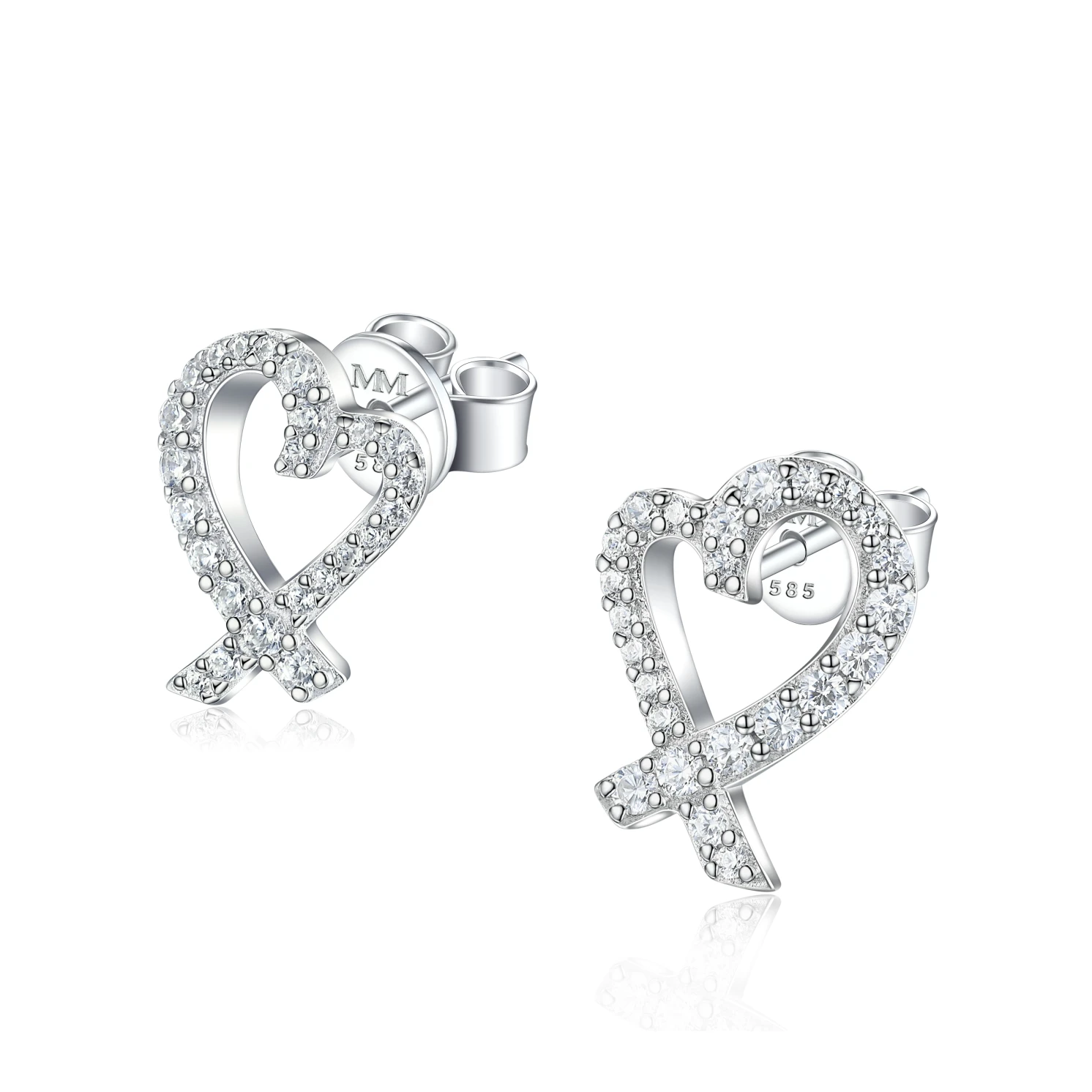 Heart Strings - Moissanite Stud Earrings in Pavé Setting Heart Strings - Moissanite Stud Earrings in Pavé Setting