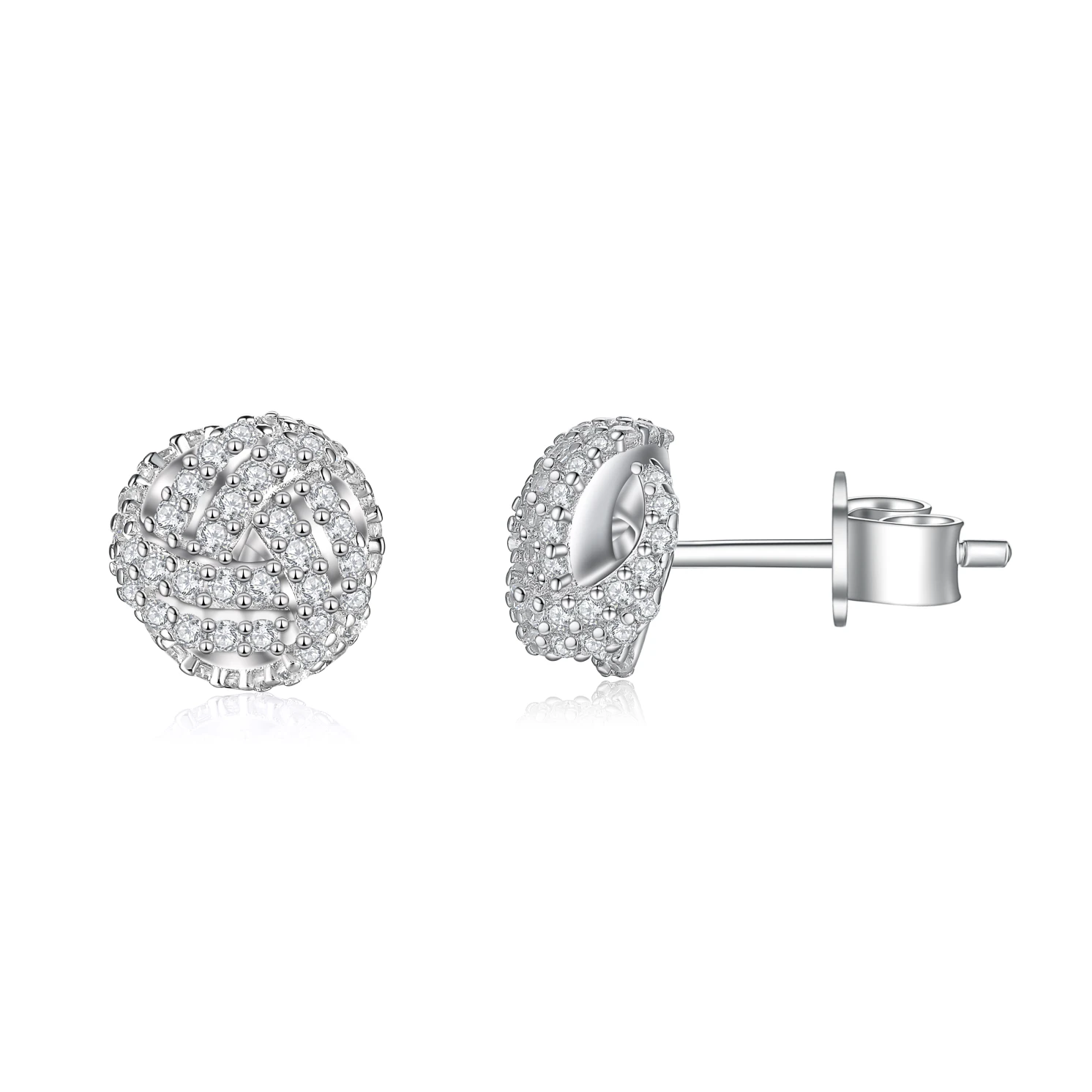 Cluster Spheres - Moissanite Stud Earrings in Pavé Setting Cluster Spheres - Moissanite Stud Earrings in Pavé Setting