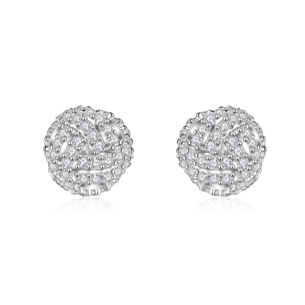 Cluster Spheres - Moissanite Stud Earrings in Pavé Setting