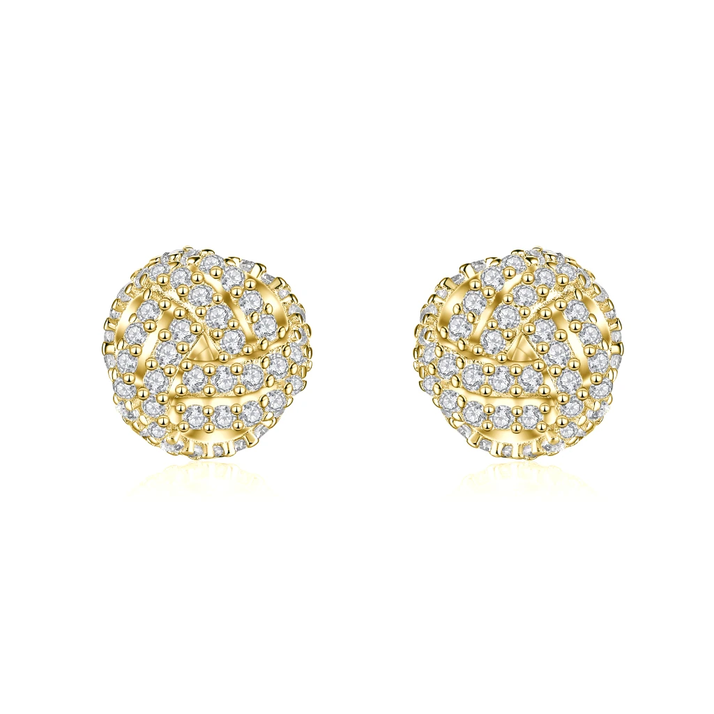 Cluster Spheres - Moissanite Stud Earrings in Pavé Setting