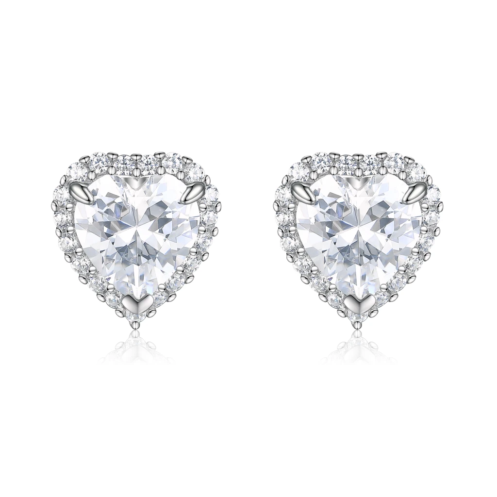 Belleza - Heart Moissanite Earrings in Halo Setting