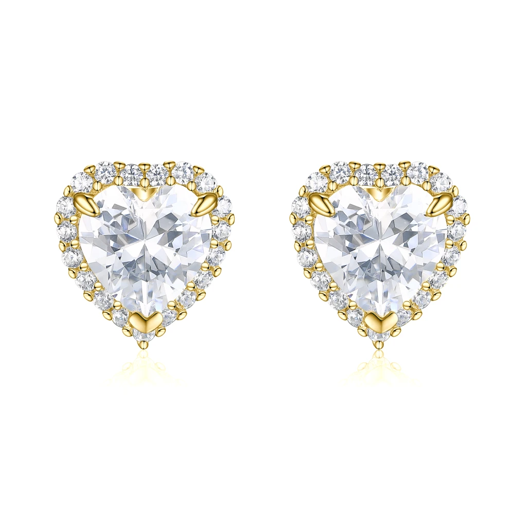 Belleza - Heart Moissanite Earrings in Halo Setting
