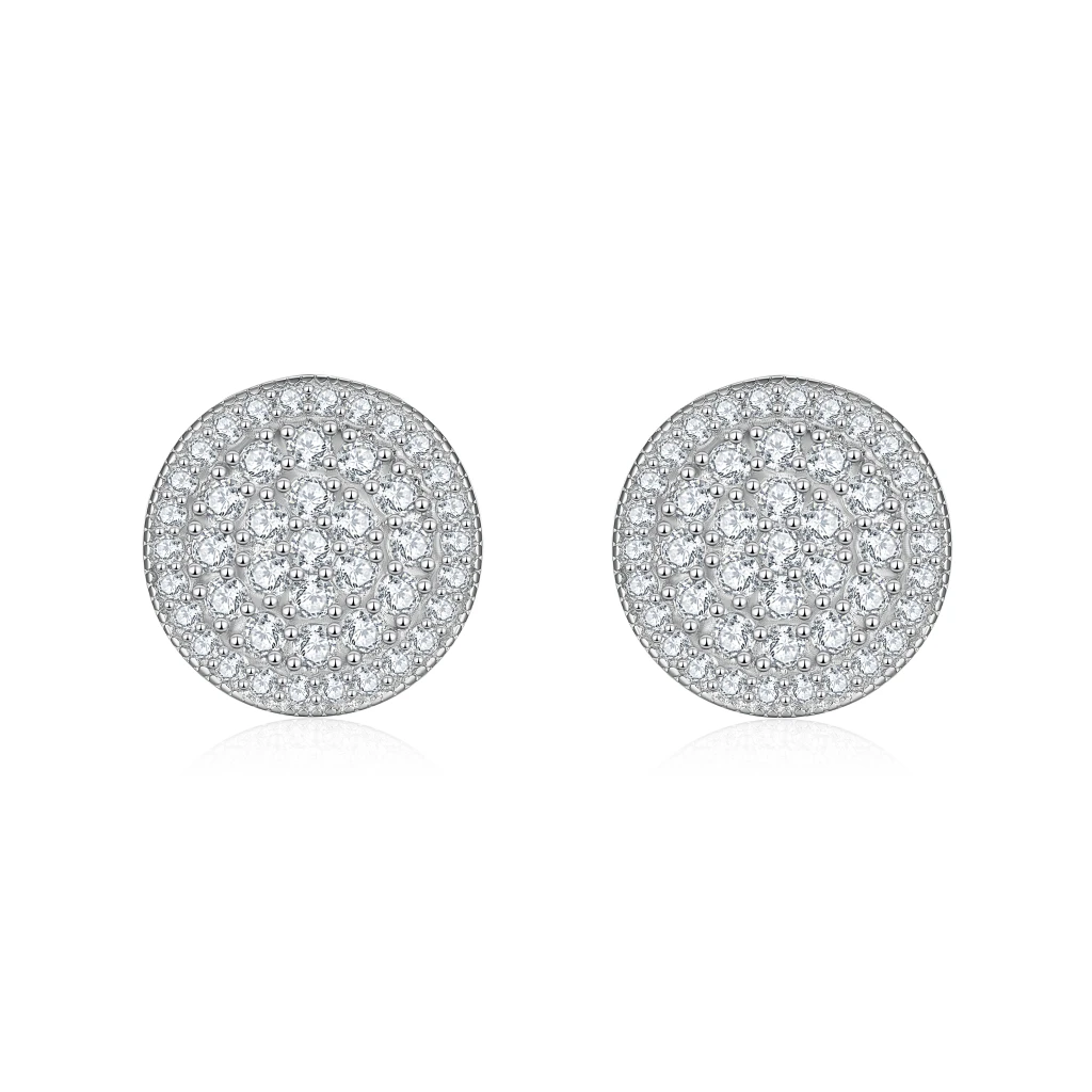 Round Clusters - Moissanite Stud Earrings in Pavé Setting