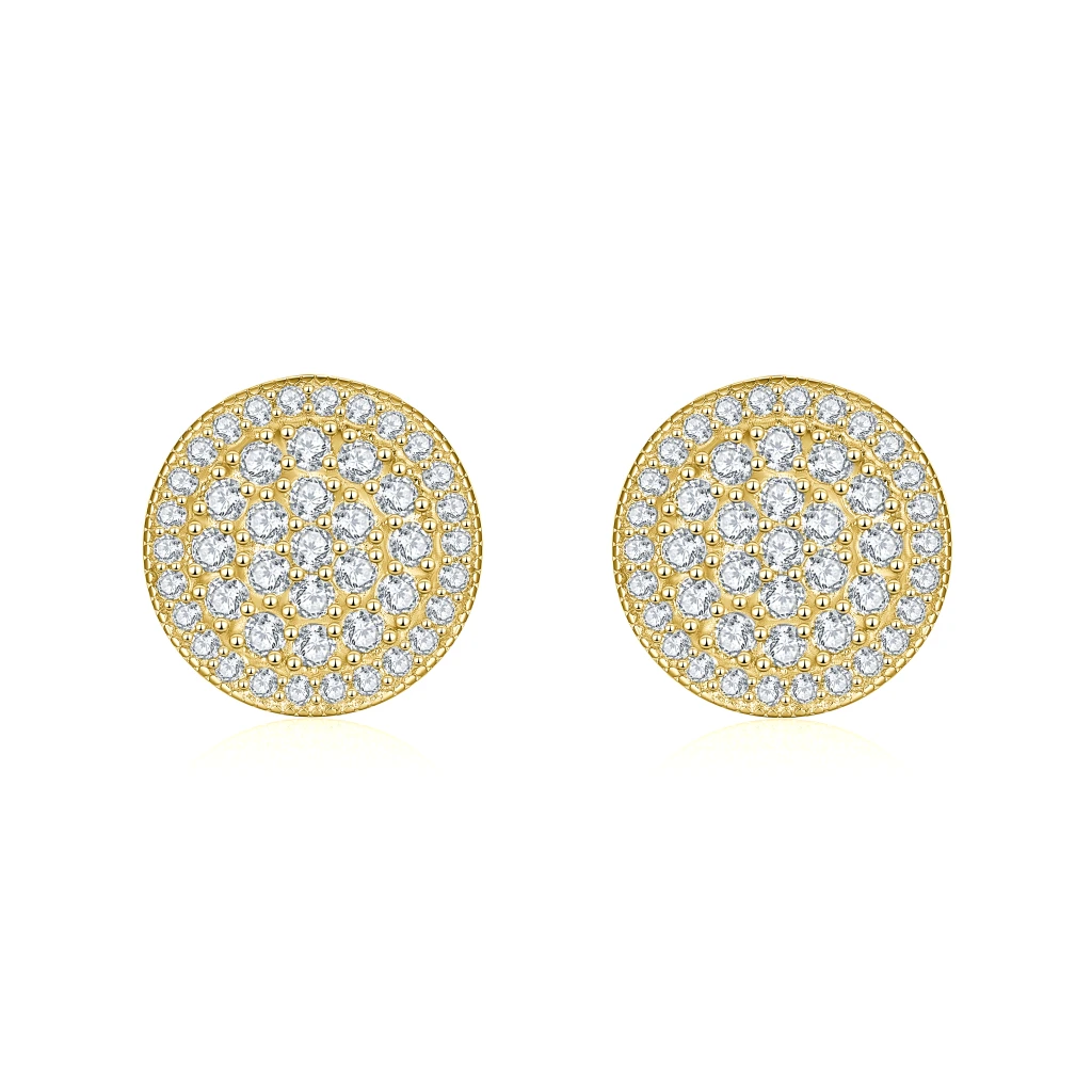 Round Clusters - Moissanite Stud Earrings in Pavé Setting