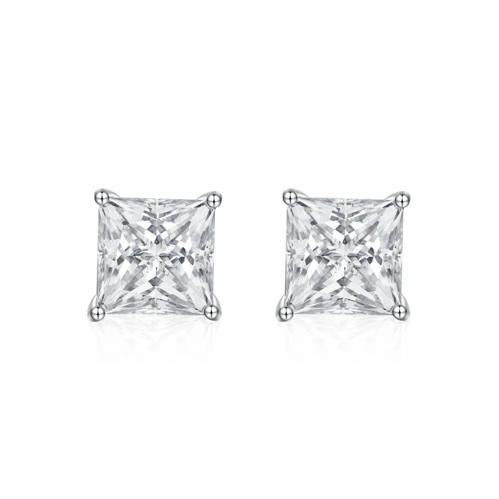 Orion – Princess Moissanite Stud Earrings