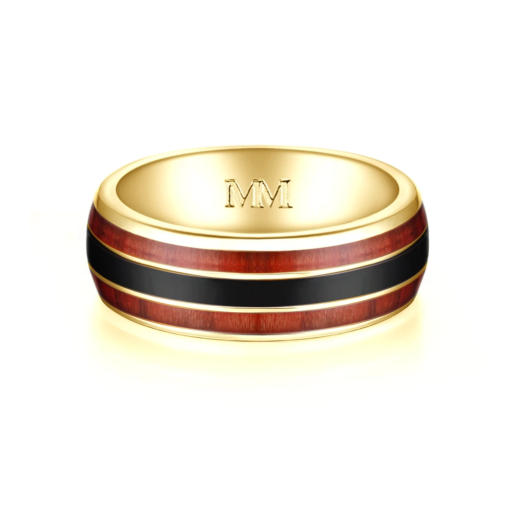 Vireo - Men's Tungsten Ring with Natural Wood Inlay