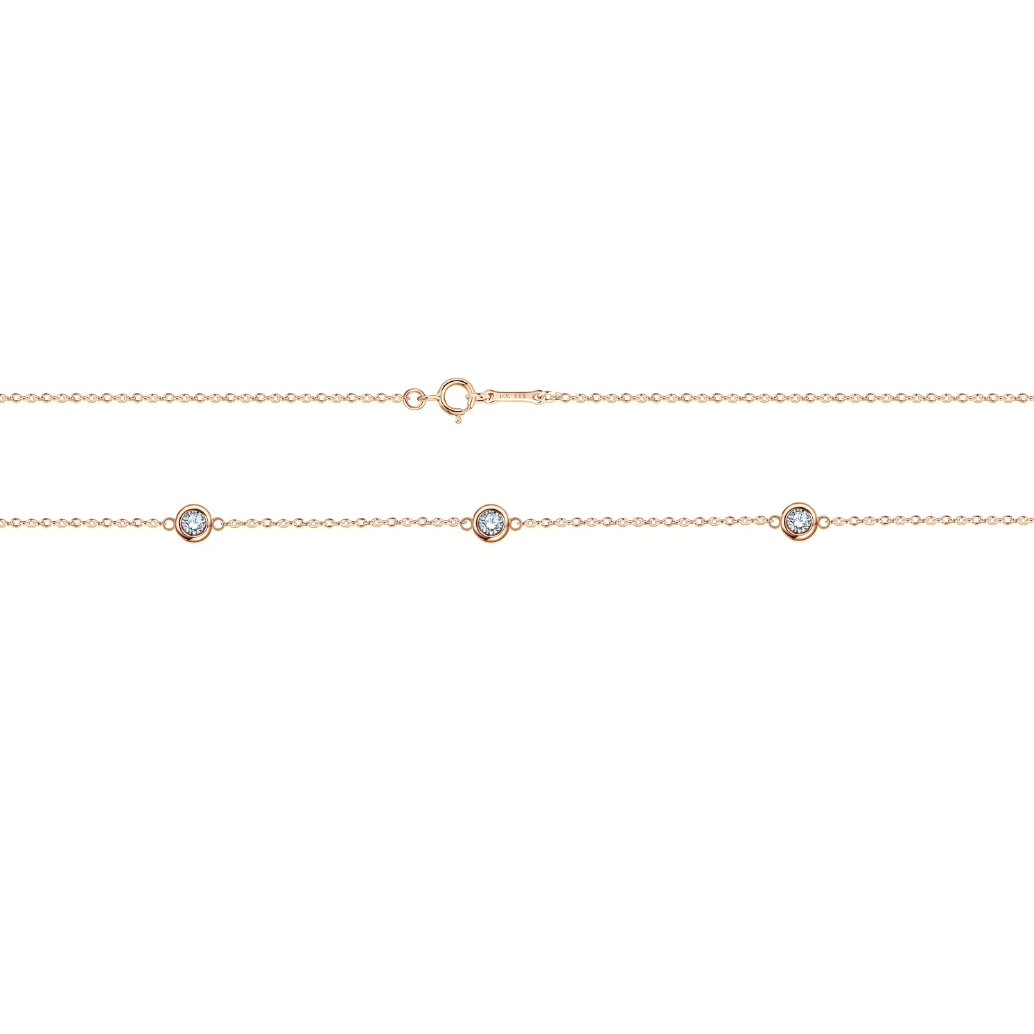 Circa - Bezel Set Moissanite Necklace with Adjustable Links