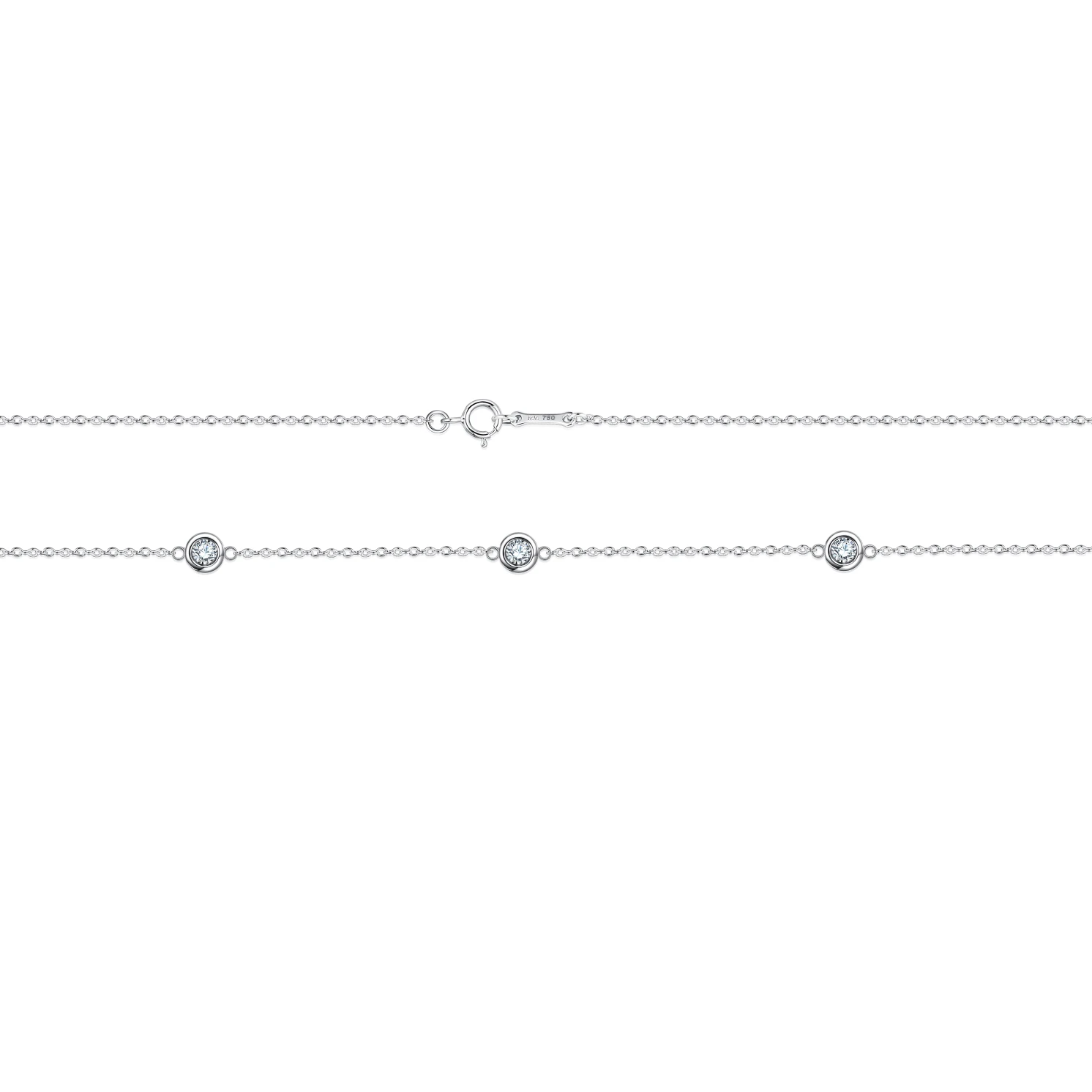 Circa - Bezel Set Moissanite Necklace with Adjustable Links