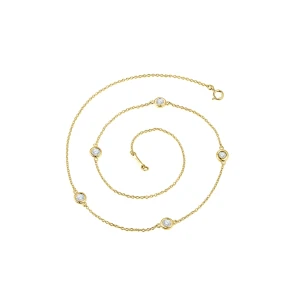 Circa - Bezel Set Moissanite Necklace with Adjustable Links