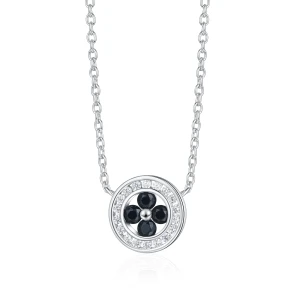 Nightfall - Black Moissanite Halo Pendant with Accented Border
