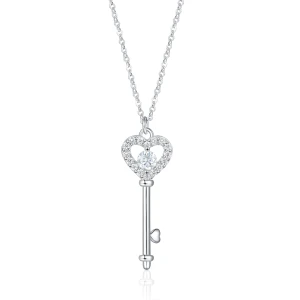 Amore - Heart Key Moissanite Pendant with Pave Setting