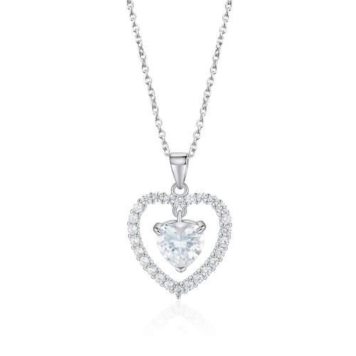 Valoria - Heart-Shaped Moissanite Pendant with Halo Detail