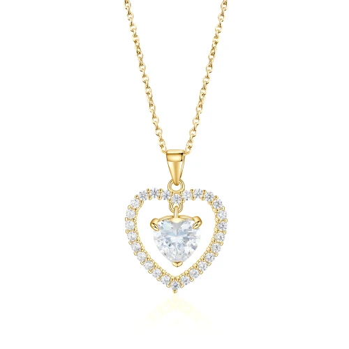 Valoria - Heart-Shaped Moissanite Pendant with Halo Detail