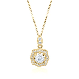 Octavia - Vintage Inspired Moissanite Pendant with Halo Embellishment