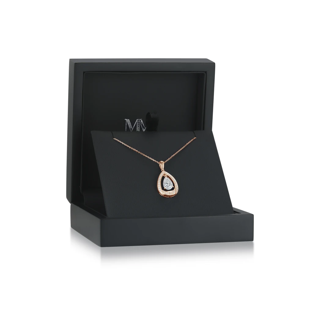 Pendula – Teardrop Moissanite Pendant with Dual Halo Elegance