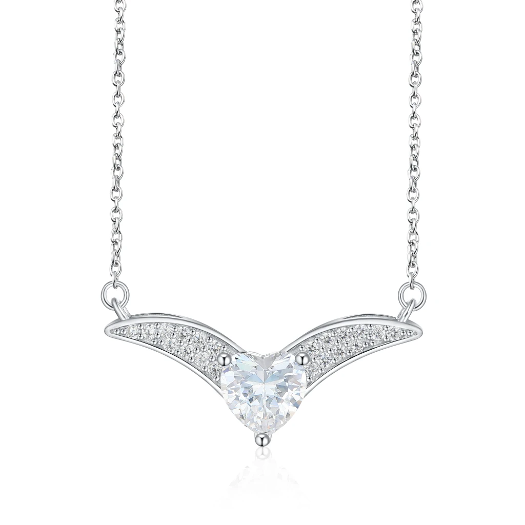 Vaneza - Elegant Moissanite V-shaped Necklace with Pave Accents