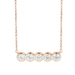 Quinta - Five Stone Moissanite Necklace in Bezel Setting
