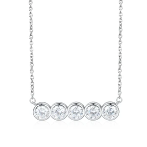 Quinta - Five Stone Moissanite Necklace in Bezel Setting