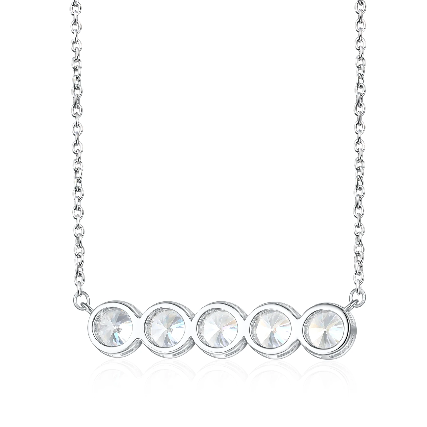 Quinta - Five Stone Moissanite Necklace in Bezel Setting