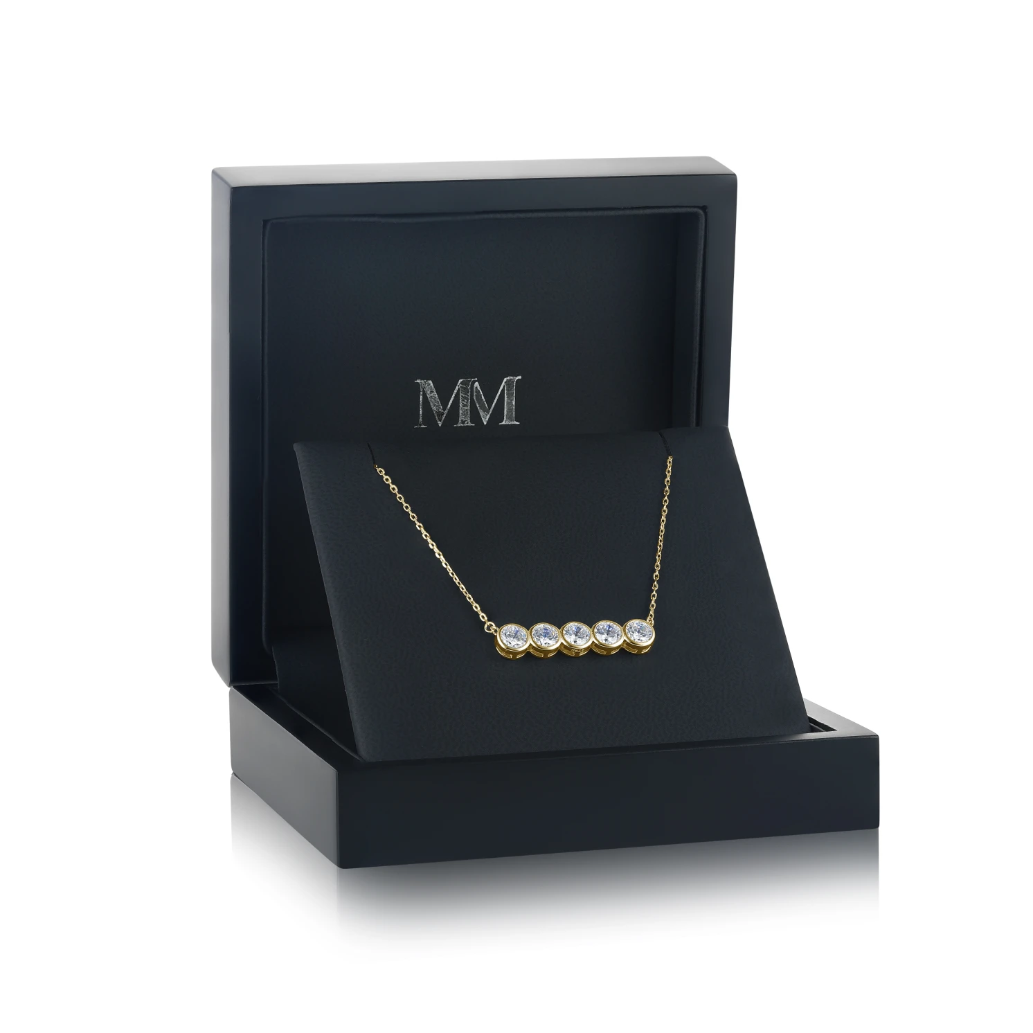 Quinta - Five Stone Moissanite Necklace in Bezel Setting