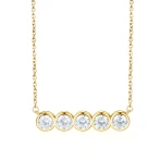 Quinta - Five Stone Moissanite Necklace in Bezel Setting