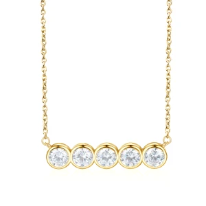 Quinta - Five Stone Moissanite Necklace in Bezel Setting