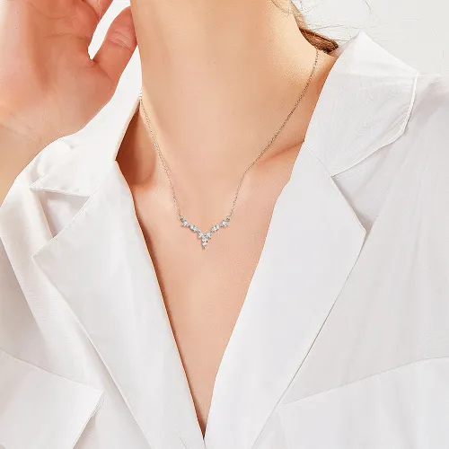 Adelina - Elegant Moissanite Necklace with Marquise Accents - lifestyle