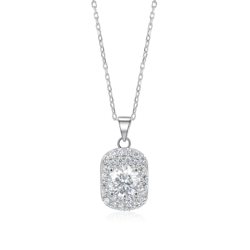 Memento - Brilliant Moissanite Pendant in Pave Halo Design