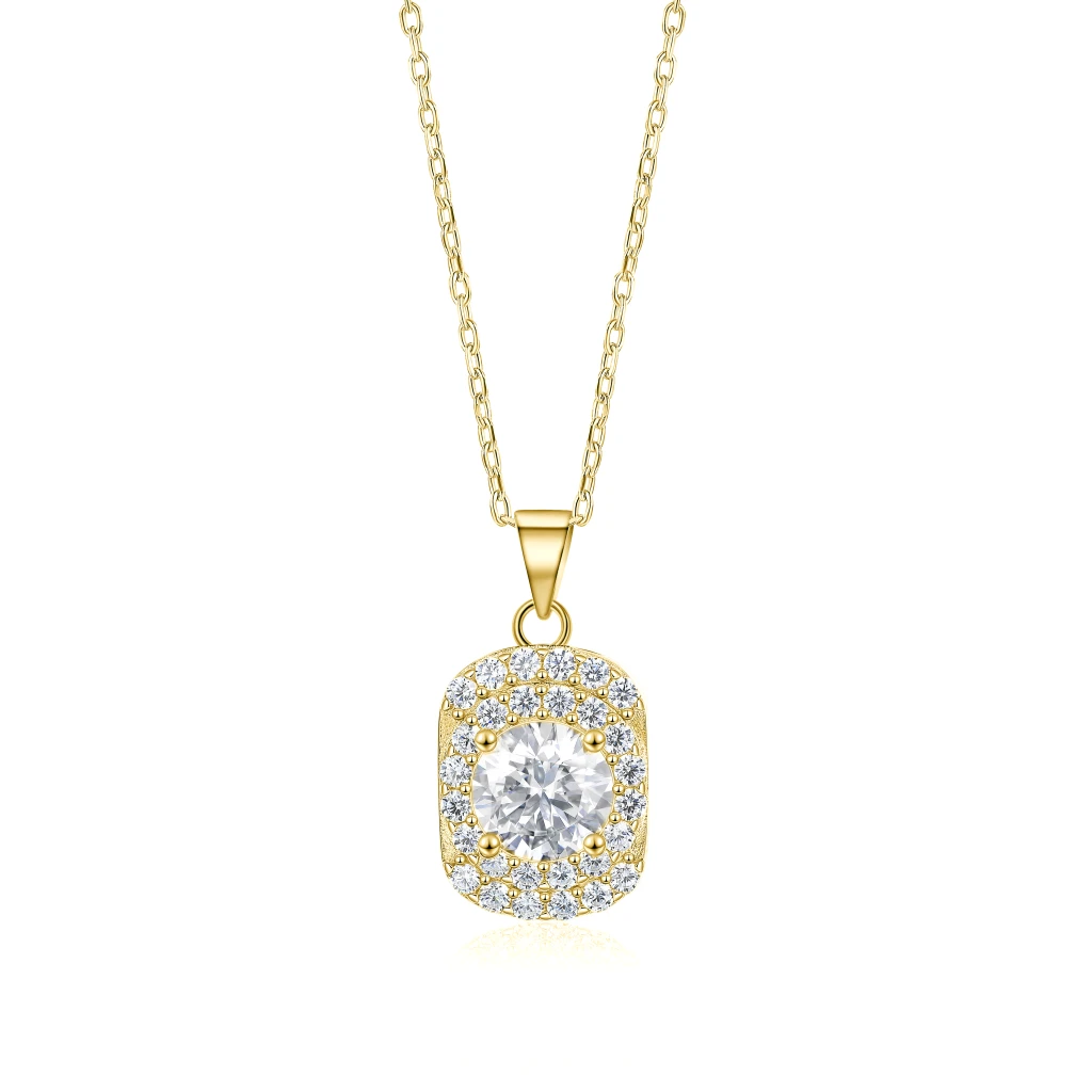 Memento - Brilliant Moissanite Pendant in Pave Halo Design