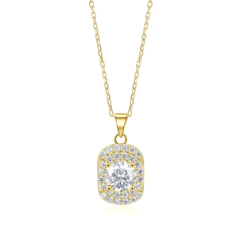 Memento - Brilliant Moissanite Pendant in Pave Halo Design