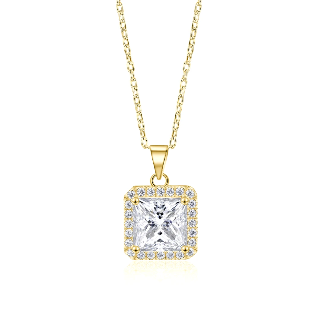 Radiance - Princess Cut Halo Moissanite Pendant