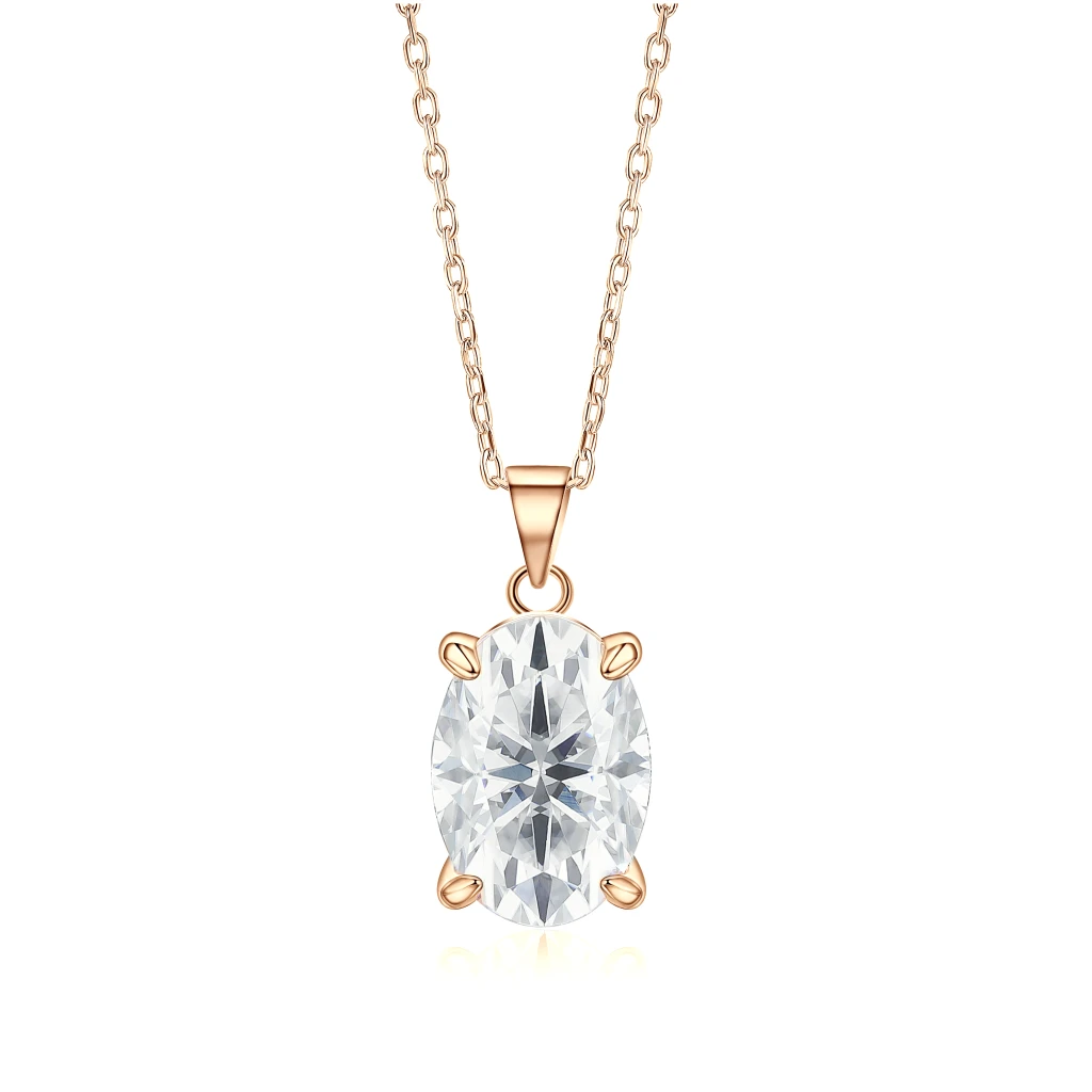 Ovaluxe - Oval Moissanite Pendant with Elegant Four-Prong Design