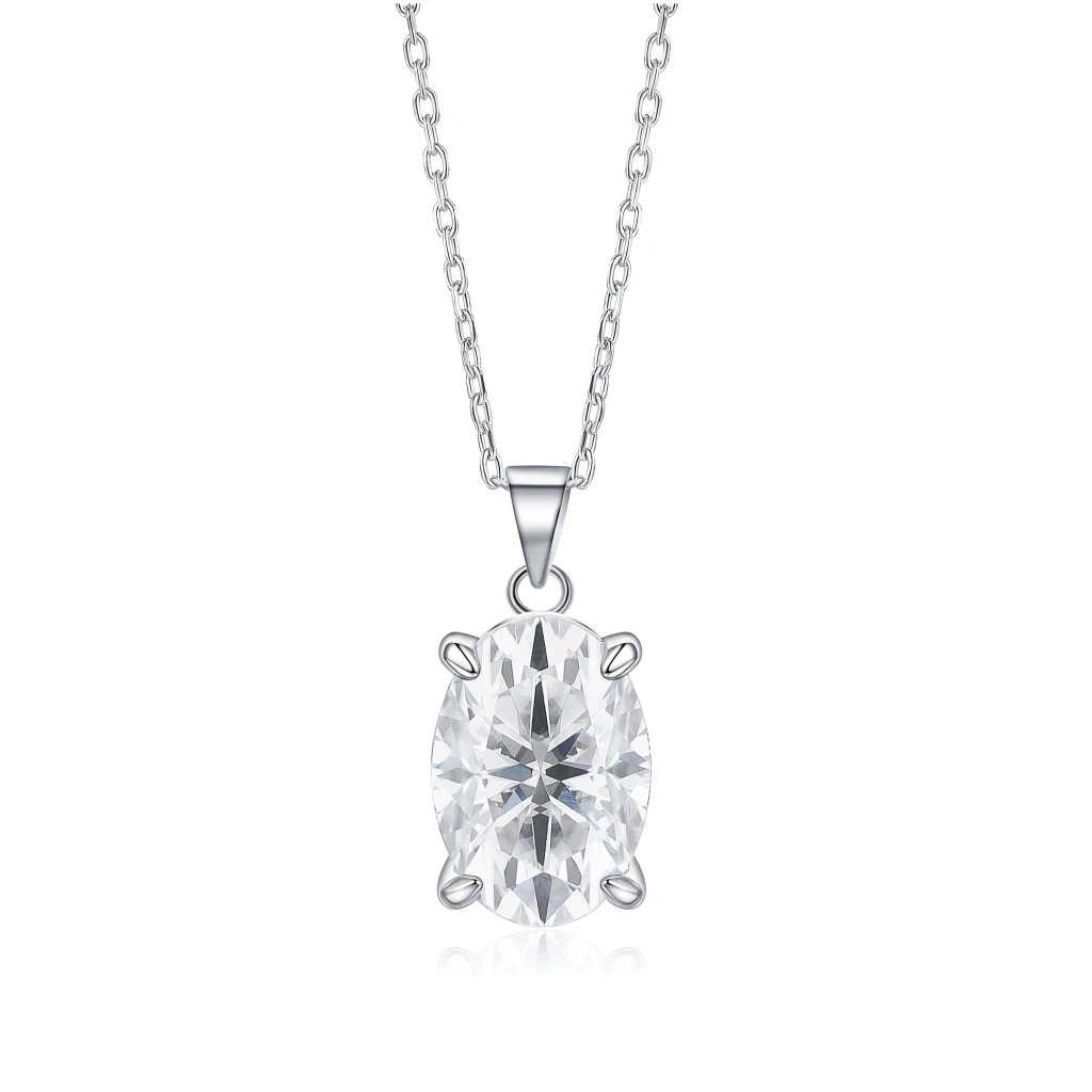 Ovaluxe - Oval Moissanite Pendant with Elegant Four-Prong Design
