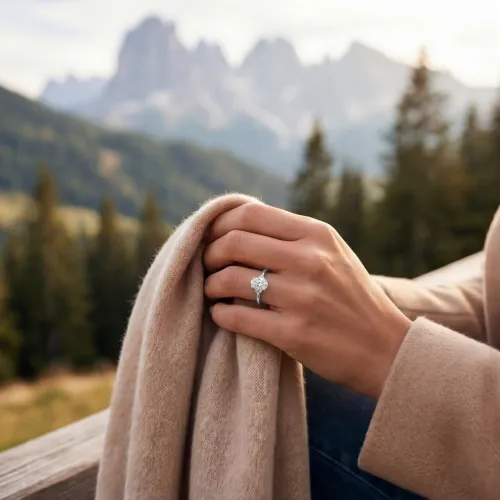 Mystique - Oval Cut Solitaire Moissanite Ring with Hidden Halo | Wedfit - lifestyle