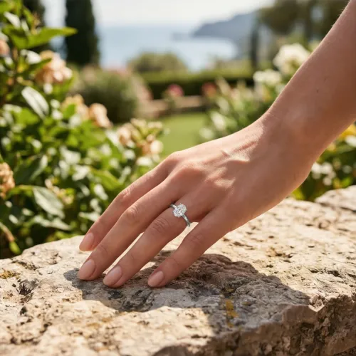 Ovalique - Classic Oval Solitaire Moissanite Engagement Ring - lifestyle