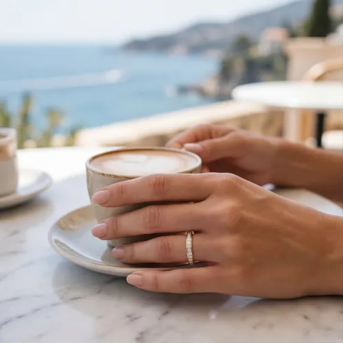 Zenora - Moissanite Eternity Ring with Channel Setting - lifestyle