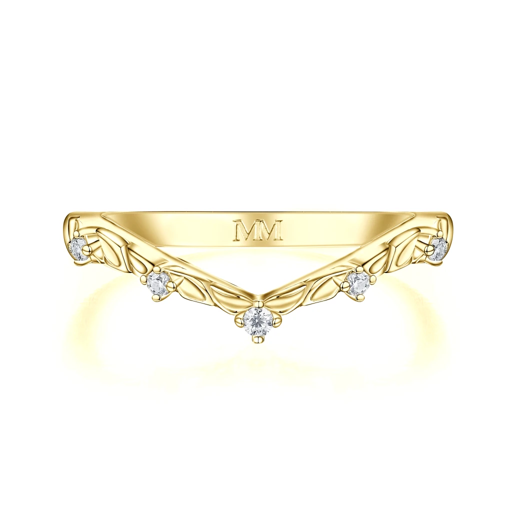 Vinea - Nature-Inspired Moissanite Wedding Band with Leaf and Vine Motifs