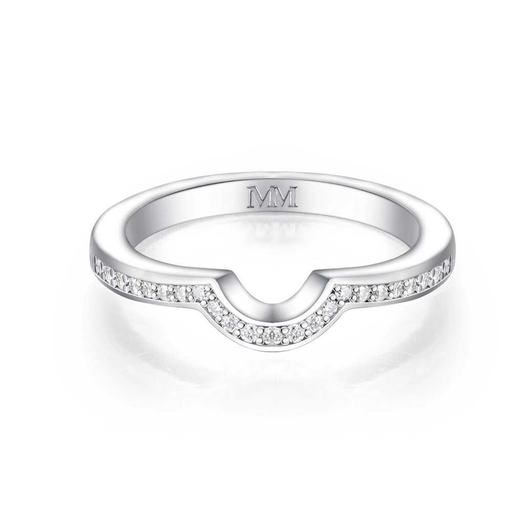 Cirquette - Contoured Moissanite Wedding Band With Accent Stones