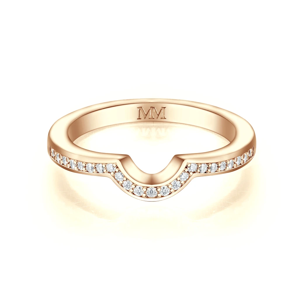 Cirquette - Contoured Moissanite Wedding Band With Accent Stones