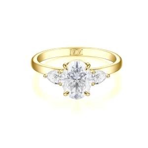 Vivienne - Oval Moissanite Trilogy Engagement Ring