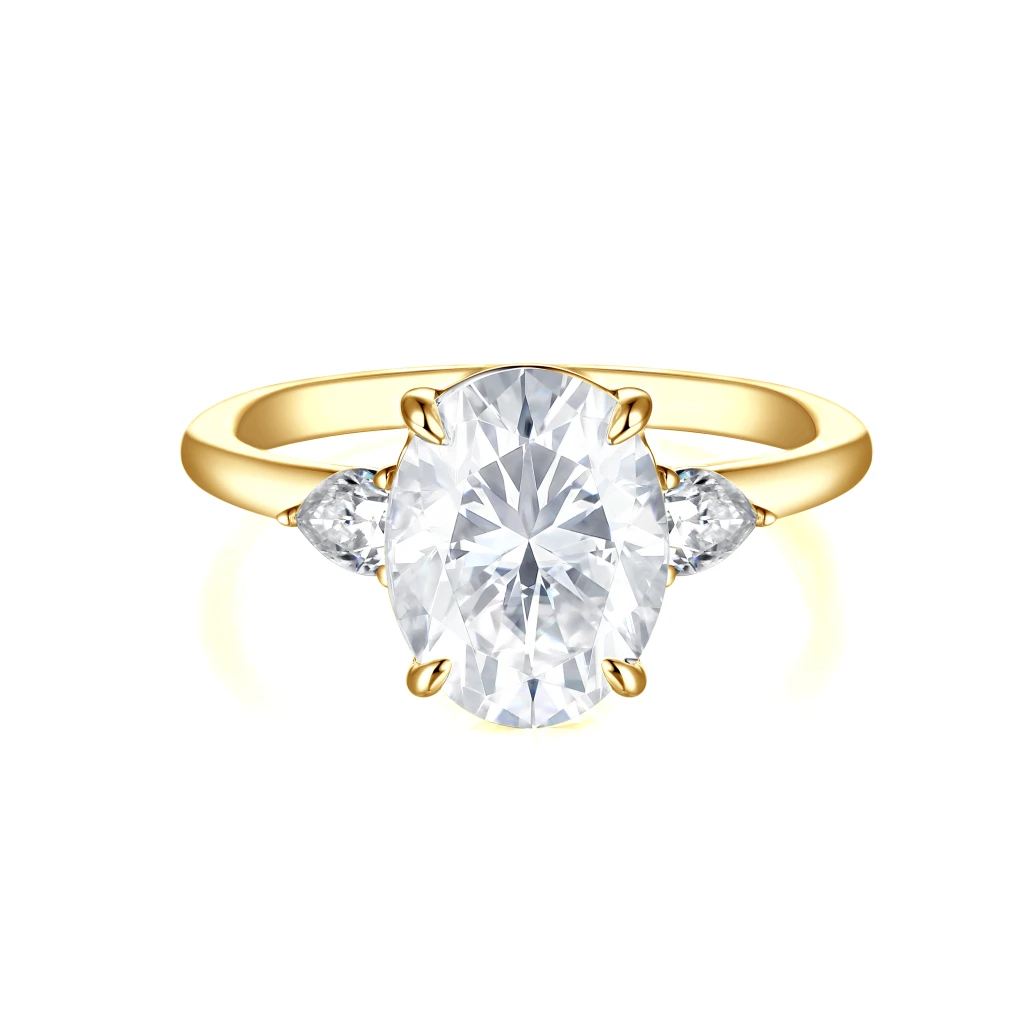 Vivienne - Oval Moissanite Trilogy Engagement Ring